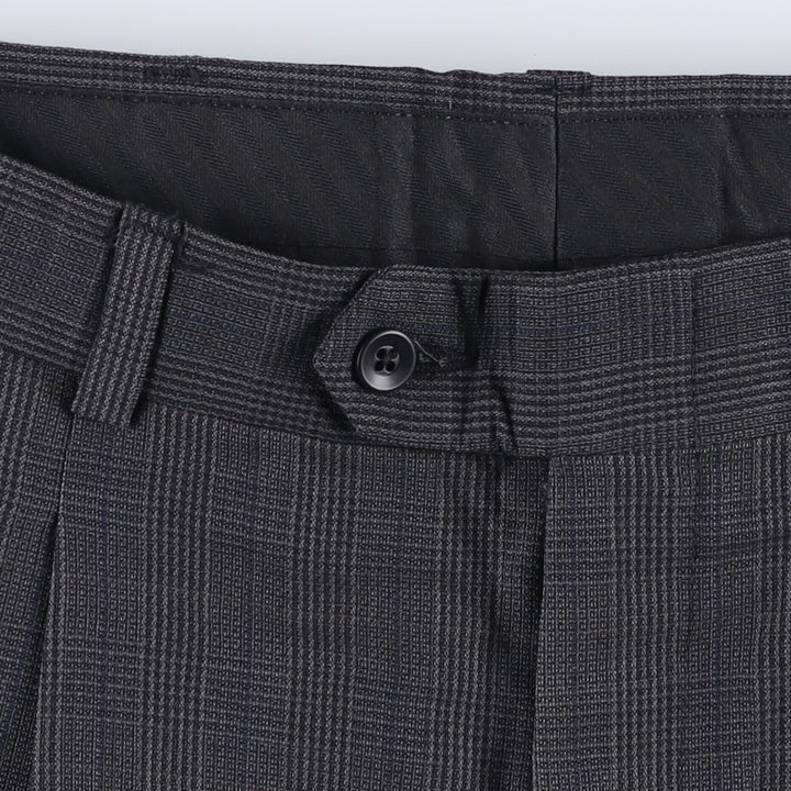 Gun club check two-pleat slacks pants, men's size W32 (approx.), vintage. unclear Charcoal Vintage Second Hand