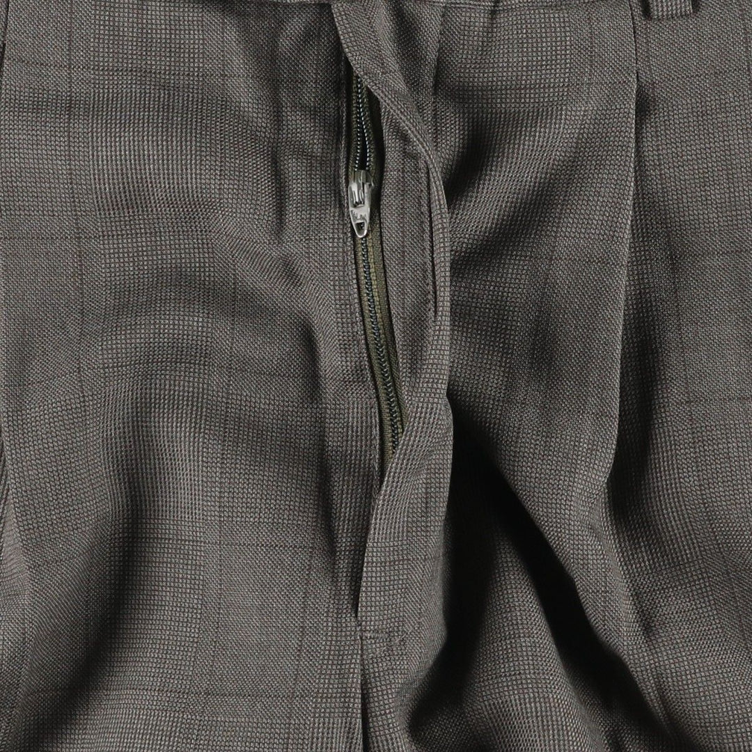 Glen check two-pleat slacks pants, men's size W31 (approx.), vintage. unclear gray type Vintage Second Hand