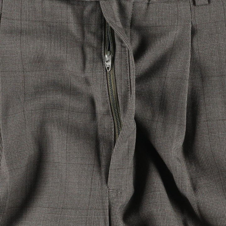 Glen check two-pleat slacks pants, men's size W31 (approx.), vintage. unclear gray type Vintage Second Hand