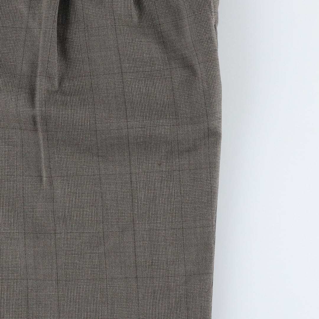 Glen check two-pleat slacks pants, men's size W31 (approx.), vintage. unclear gray type Vintage Second Hand