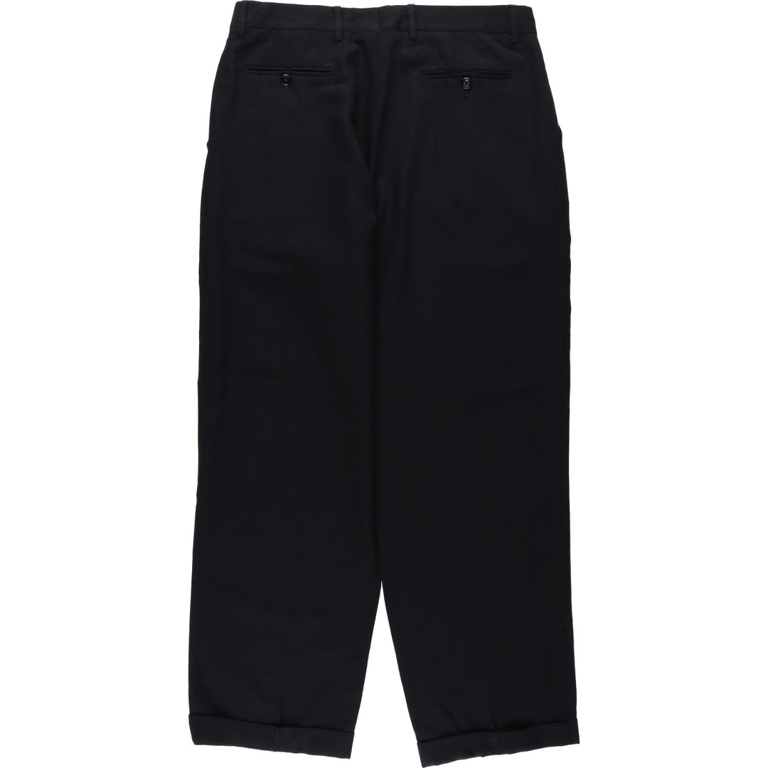 1990'S PRONTO-UOMO Three-Pleat Wool Trousers, Made in Italy, Men's Size W34 (approx.), Vintage wool black type Vintage Second Hand