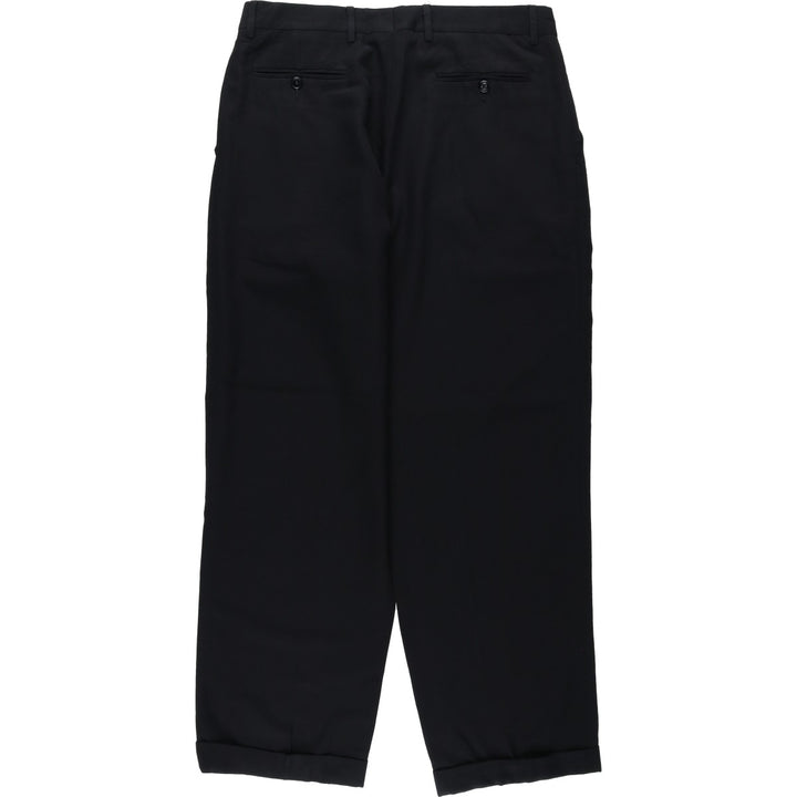 1990'S PRONTO-UOMO Three-Pleat Wool Trousers, Made in Italy, Men's Size W34 (approx.), Vintage wool black type Vintage Second Hand