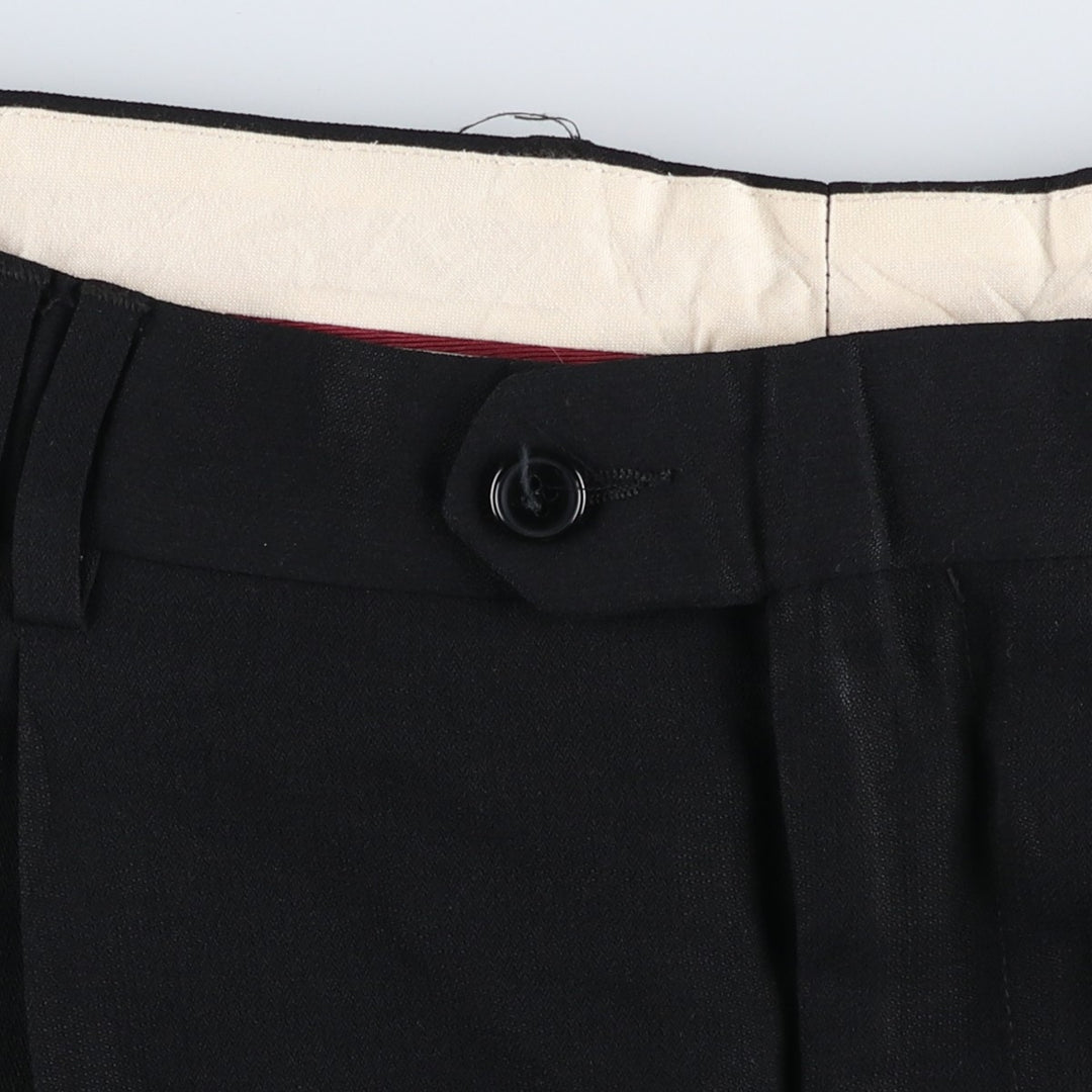 1990'S PRONTO-UOMO Three-Pleat Wool Trousers, Made in Italy, Men's Size W34 (approx.), Vintage wool black type Vintage Second Hand