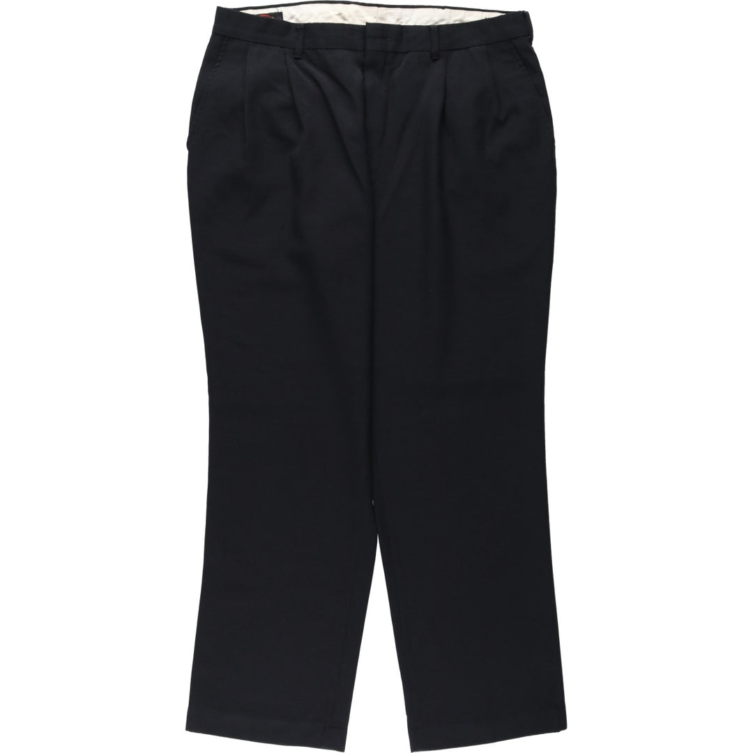 Botany 500 Two-Pleat Slacks, Made in USA, Men's Size W35 (approx.) polyester black type Vintage Second Hand