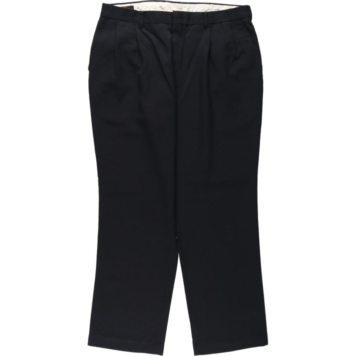 Botany 500 Two-Pleat Slacks, Made in USA, Men's Size W35 (approx.) polyester black type Vintage Second Hand