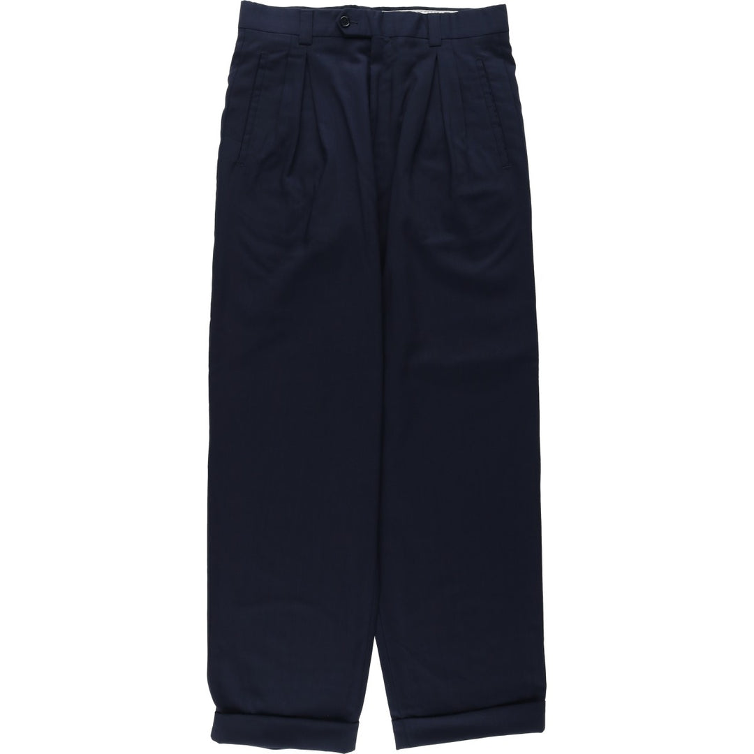 TERZO UOMO Two-pleat wool trousers, men's size W31 (approx.) wool navy blue type Vintage Second Hand