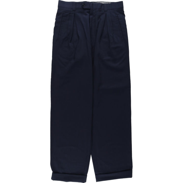 TERZO UOMO Two-pleat wool trousers, men's size W31 (approx.) wool navy blue type Vintage Second Hand