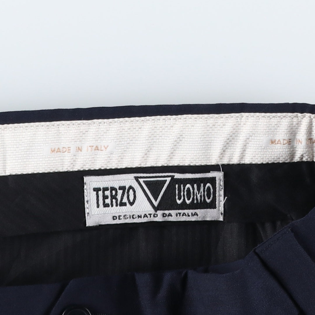 TERZO UOMO Two-pleat wool trousers, men's size W31 (approx.) wool navy blue type Vintage Second Hand