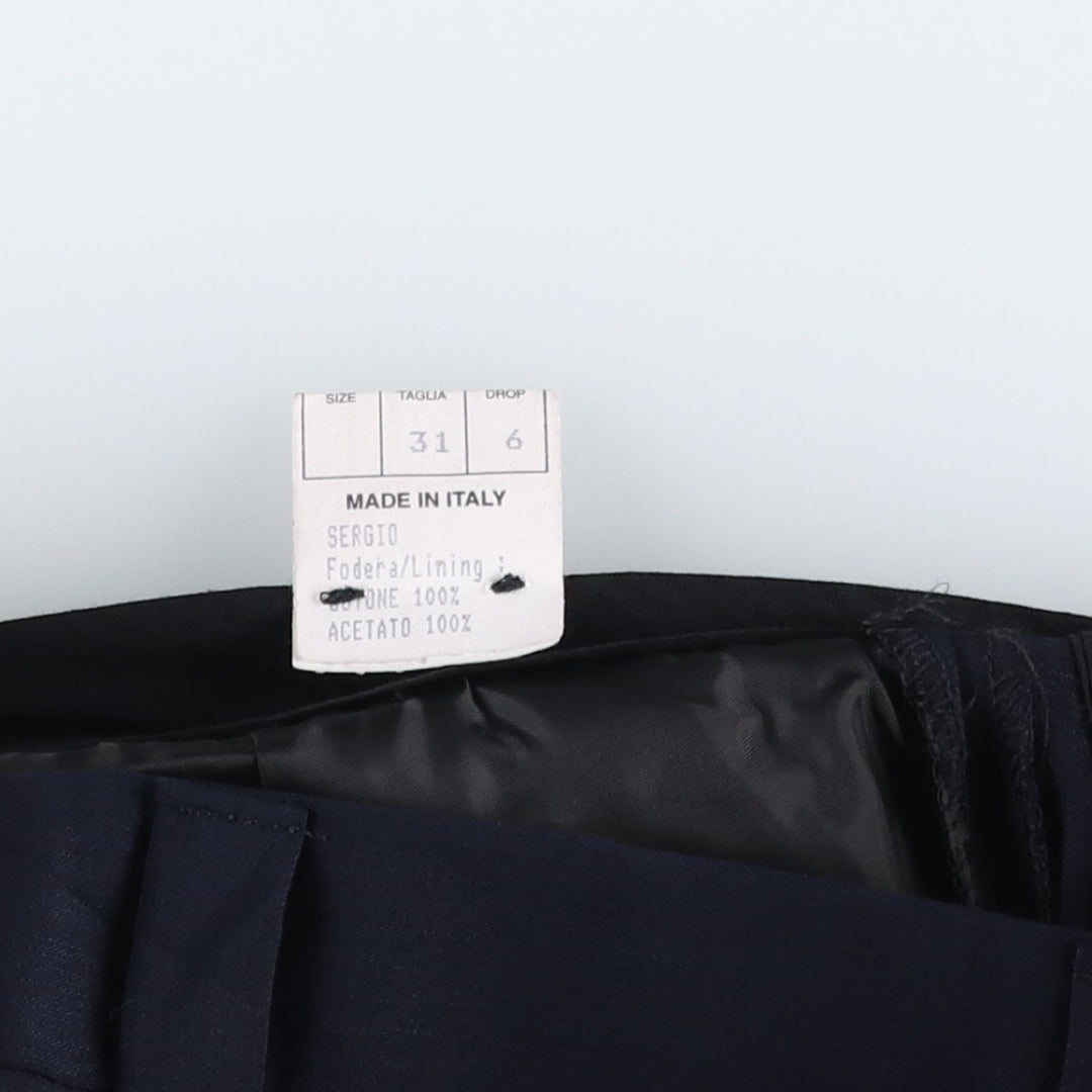 TERZO UOMO Two-pleat wool trousers, men's size W31 (approx.) wool navy blue type Vintage Second Hand
