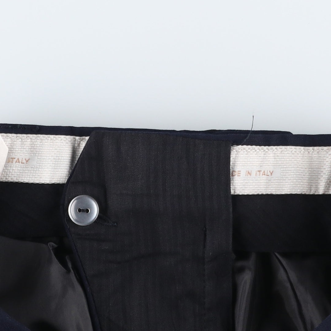 TERZO UOMO Two-pleat wool trousers, men's size W31 (approx.) wool navy blue type Vintage Second Hand