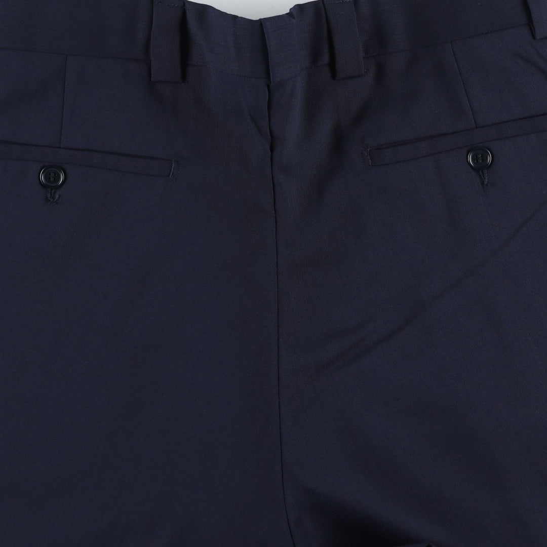 TERZO UOMO Two-pleat wool trousers, men's size W31 (approx.) wool navy blue type Vintage Second Hand