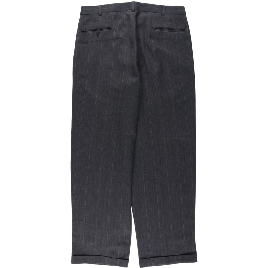 ~90'S Stripe Pattern Herringbone Slacks Pants Men's W33 (approx.) Vintage unclear Charcoal Vintage Second Hand