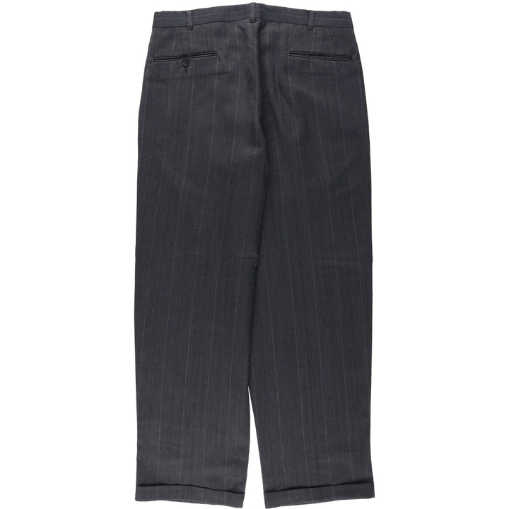~90'S Stripe Pattern Herringbone Slacks Pants Men's W33 (approx.) Vintage unclear Charcoal Vintage Second Hand
