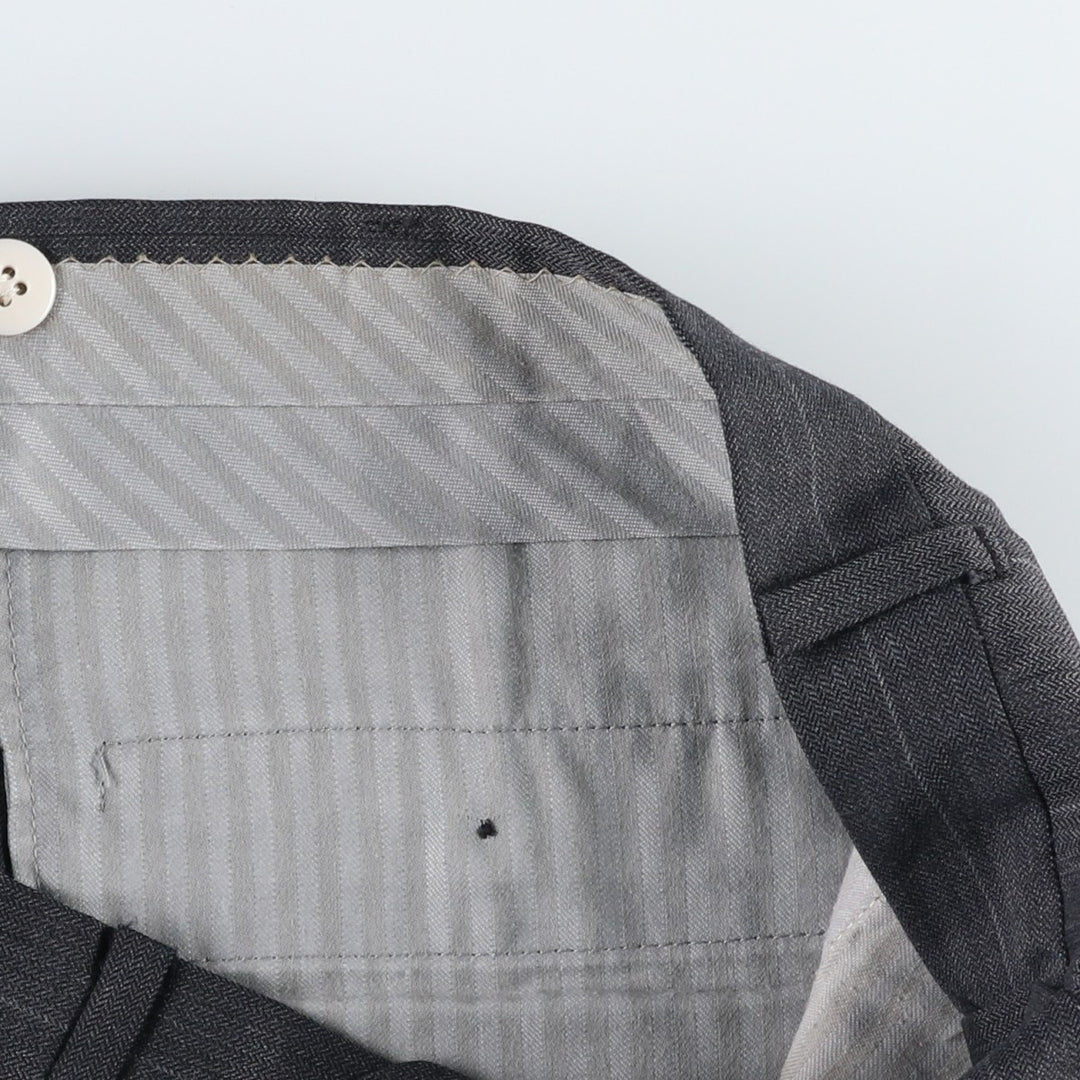 ~90'S Stripe Pattern Herringbone Slacks Pants Men's W33 (approx.) Vintage unclear Charcoal Vintage Second Hand