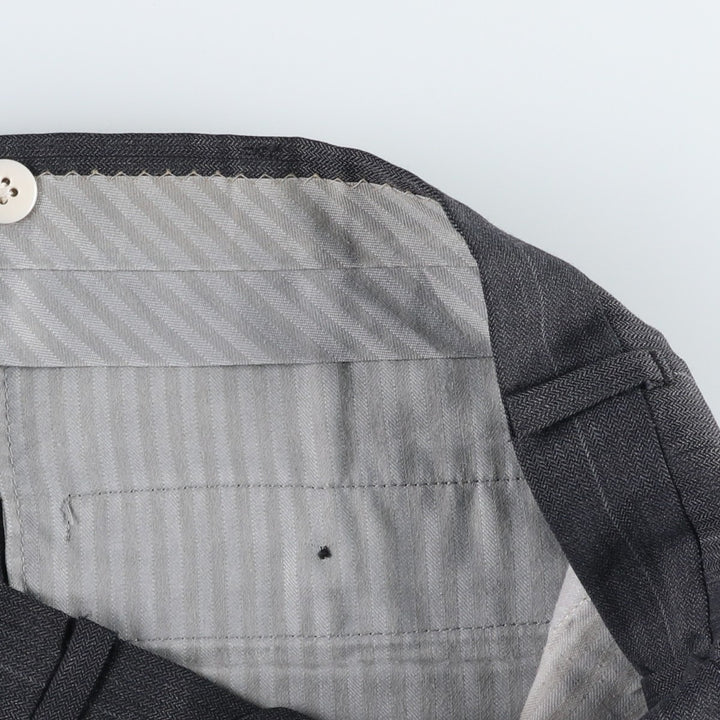 ~90'S Stripe Pattern Herringbone Slacks Pants Men's W33 (approx.) Vintage unclear Charcoal Vintage Second Hand