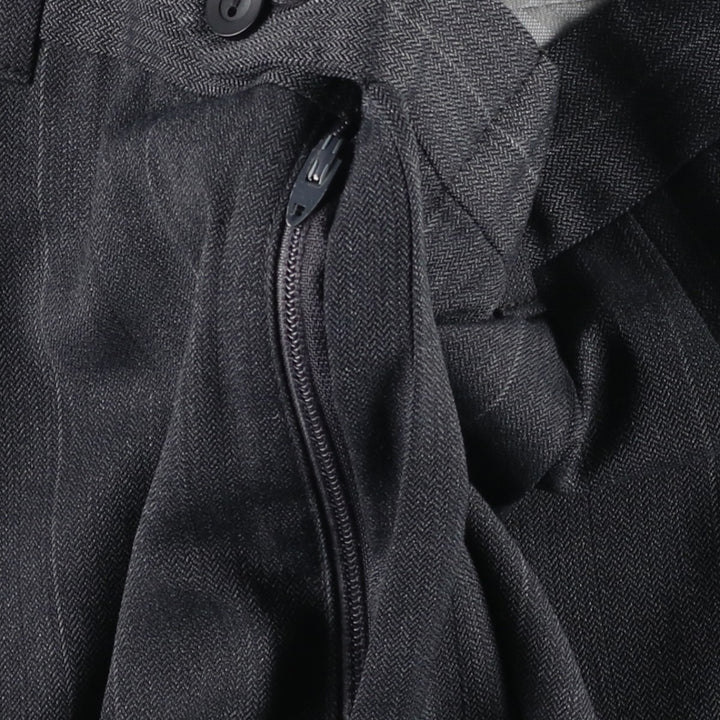 ~90'S Stripe Pattern Herringbone Slacks Pants Men's W33 (approx.) Vintage unclear Charcoal Vintage Second Hand