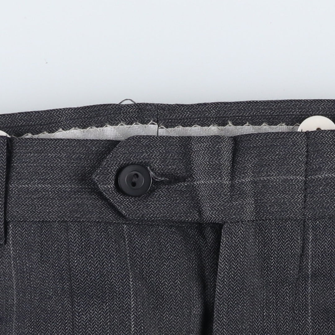 ~90'S Stripe Pattern Herringbone Slacks Pants Men's W33 (approx.) Vintage unclear Charcoal Vintage Second Hand
