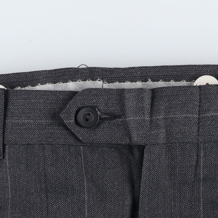 ~90'S Stripe Pattern Herringbone Slacks Pants Men's W33 (approx.) Vintage unclear Charcoal Vintage Second Hand