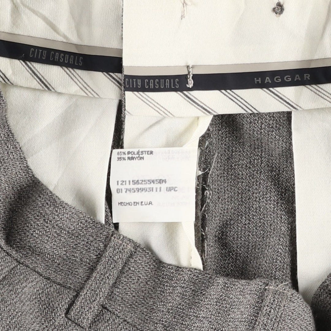 HAGGAR Two-Pleat Slacks Pants, Made in USA, Men's W32 (approx.), Vintage polyester gray type Vintage Second Hand
