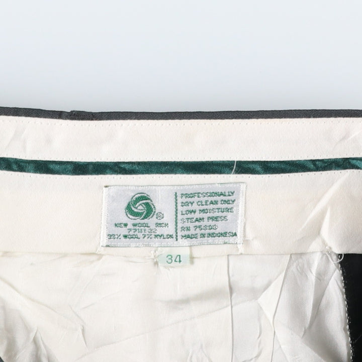 Three-pleat wool trousers, men's size W34 (approx.), vintage. wool Charcoal Vintage Second Hand