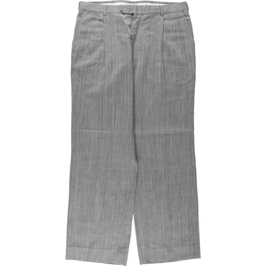 Vintage 90'S check pattern slacks pants, men's size W34 (approx.). unclear gray type Vintage Second Hand
