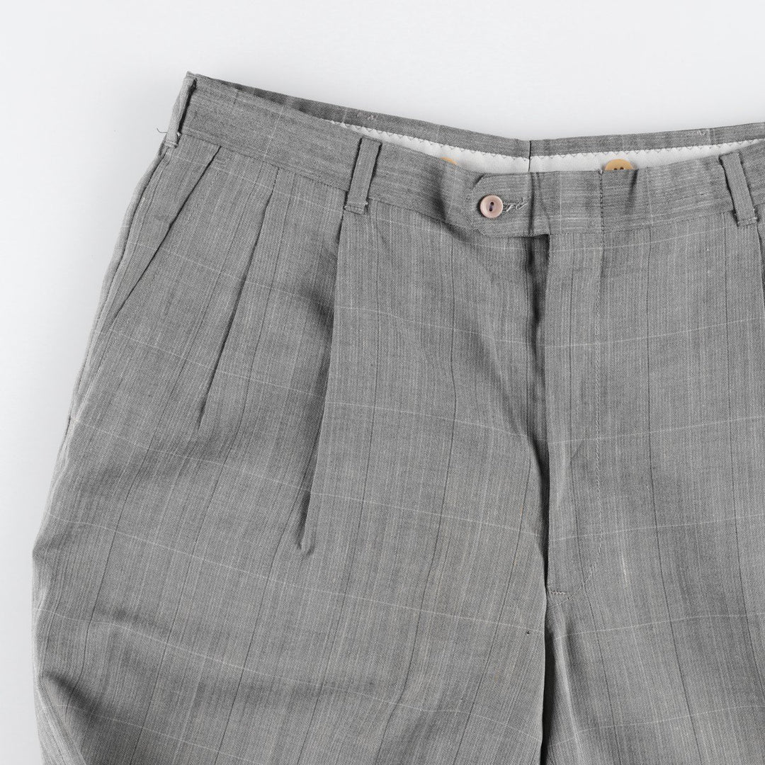 Vintage 90'S check pattern slacks pants, men's size W34 (approx.). unclear gray type Vintage Second Hand