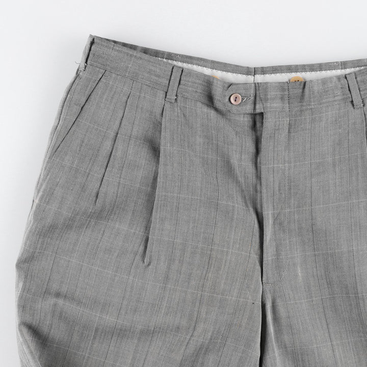Vintage 90'S check pattern slacks pants, men's size W34 (approx.). unclear gray type Vintage Second Hand