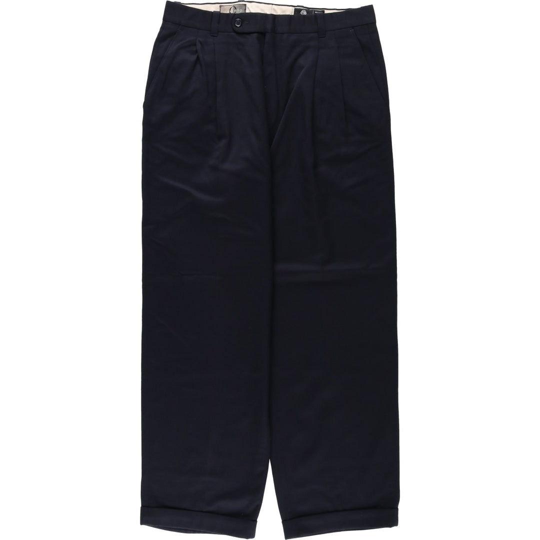 Orvieto two-pleat wool trousers/slacks, made in Canada, men's size W32 (approx.). wool navy blue type Vintage Second Hand