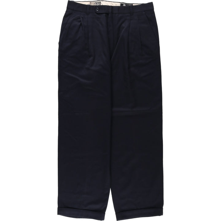 Orvieto two-pleat wool trousers/slacks, made in Canada, men's size W32 (approx.). wool navy blue type Vintage Second Hand