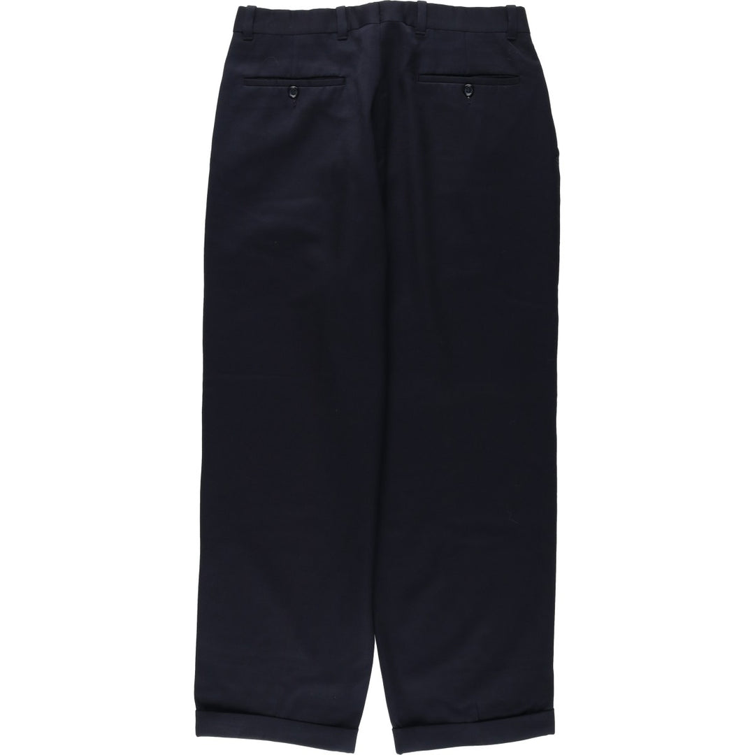 Orvieto two-pleat wool trousers/slacks, made in Canada, men's size W32 (approx.). wool navy blue type Vintage Second Hand