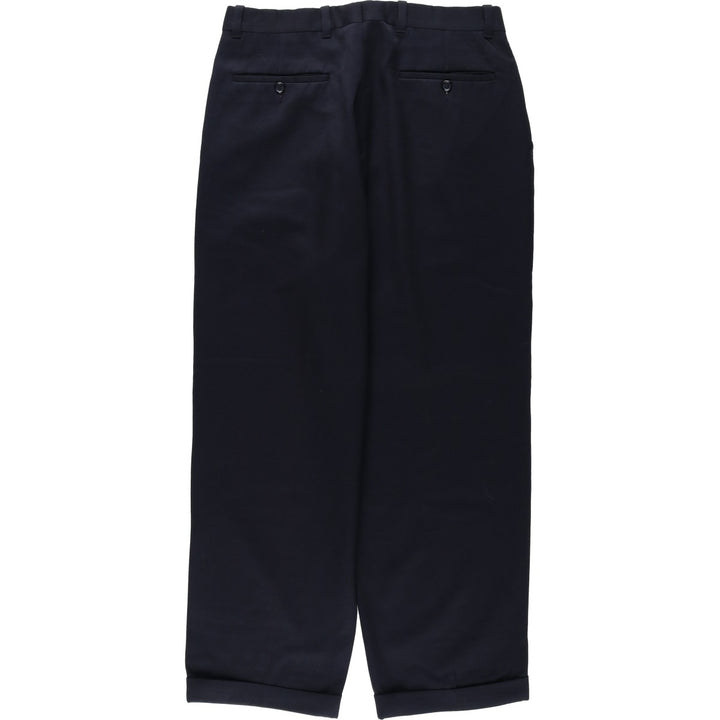 Orvieto two-pleat wool trousers/slacks, made in Canada, men's size W32 (approx.). wool navy blue type Vintage Second Hand