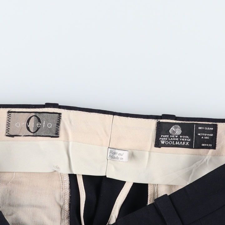Orvieto two-pleat wool trousers/slacks, made in Canada, men's size W32 (approx.). wool navy blue type Vintage Second Hand