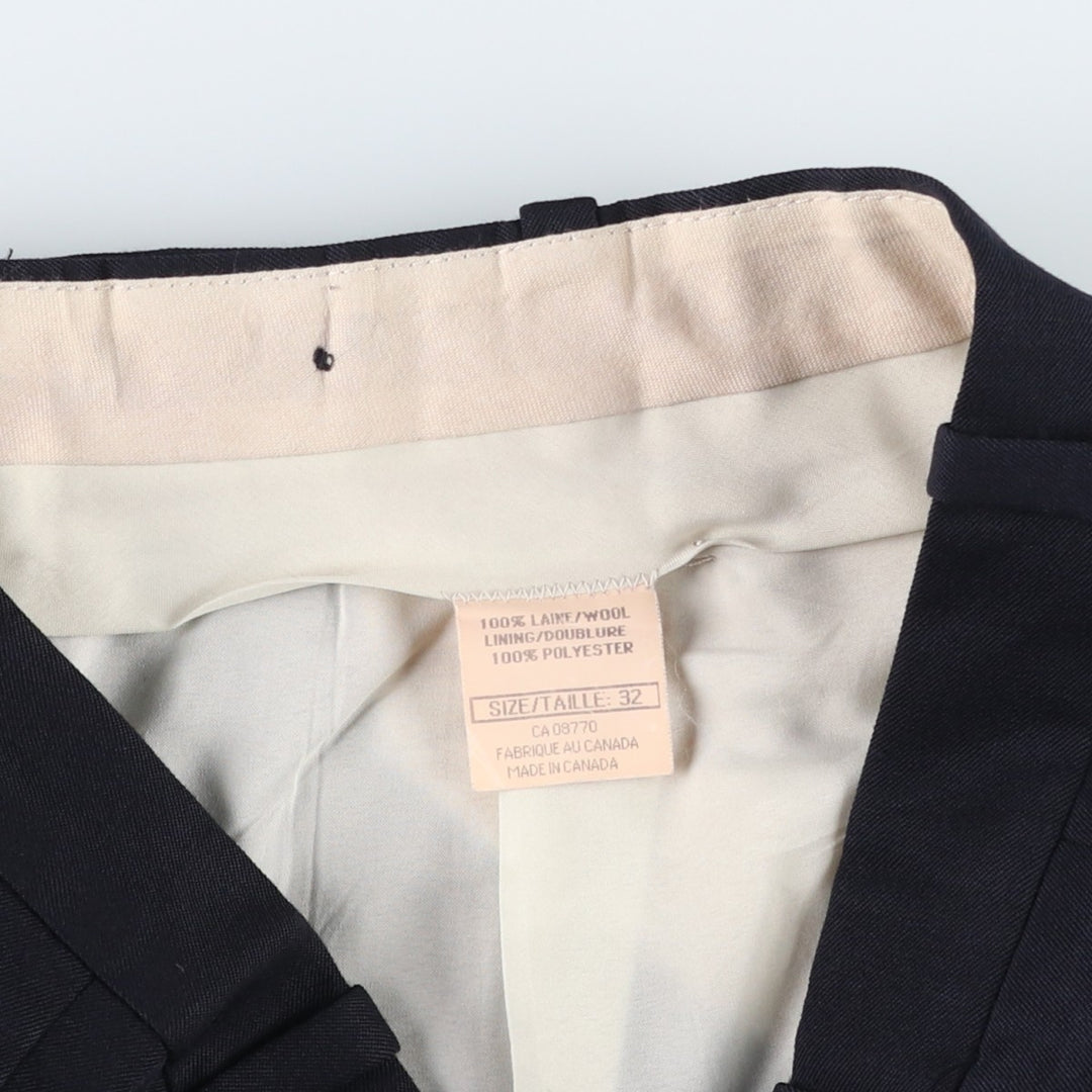 Orvieto two-pleat wool trousers/slacks, made in Canada, men's size W32 (approx.). wool navy blue type Vintage Second Hand