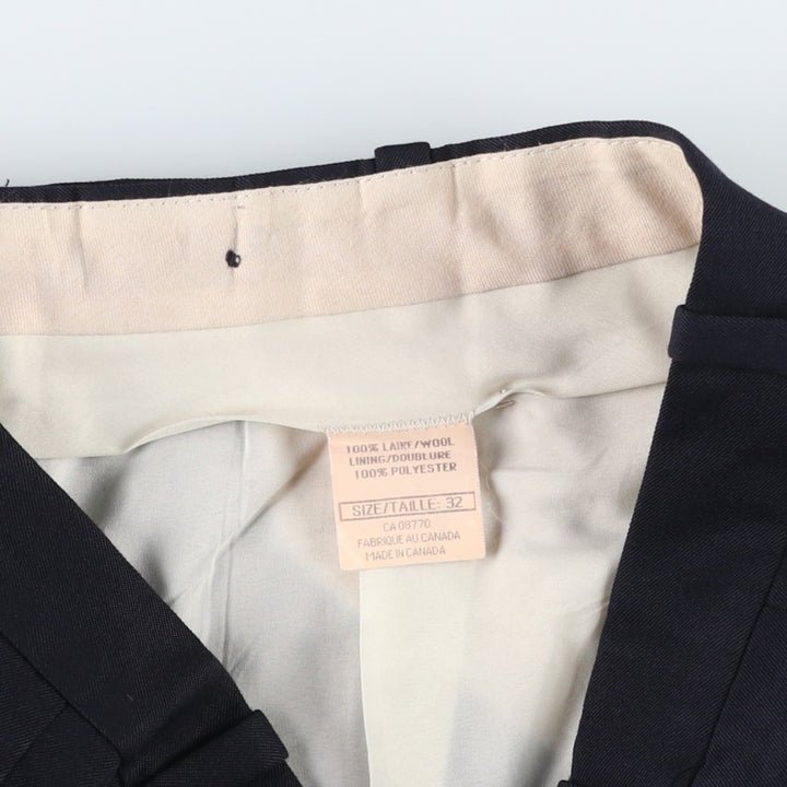 Orvieto two-pleat wool trousers/slacks, made in Canada, men's size W32 (approx.). wool navy blue type Vintage Second Hand