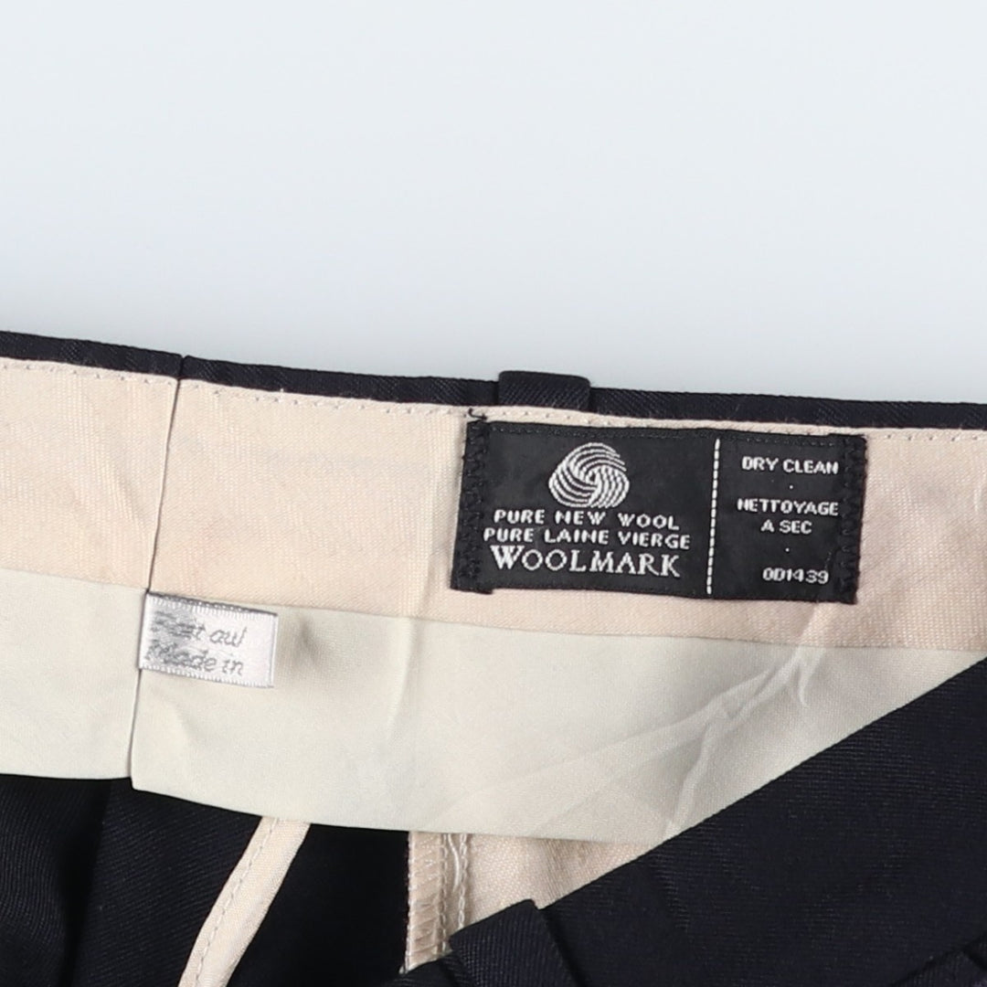 Orvieto two-pleat wool trousers/slacks, made in Canada, men's size W32 (approx.). wool navy blue type Vintage Second Hand