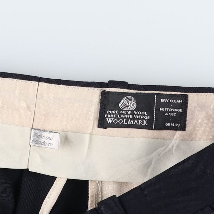 Orvieto two-pleat wool trousers/slacks, made in Canada, men's size W32 (approx.). wool navy blue type Vintage Second Hand