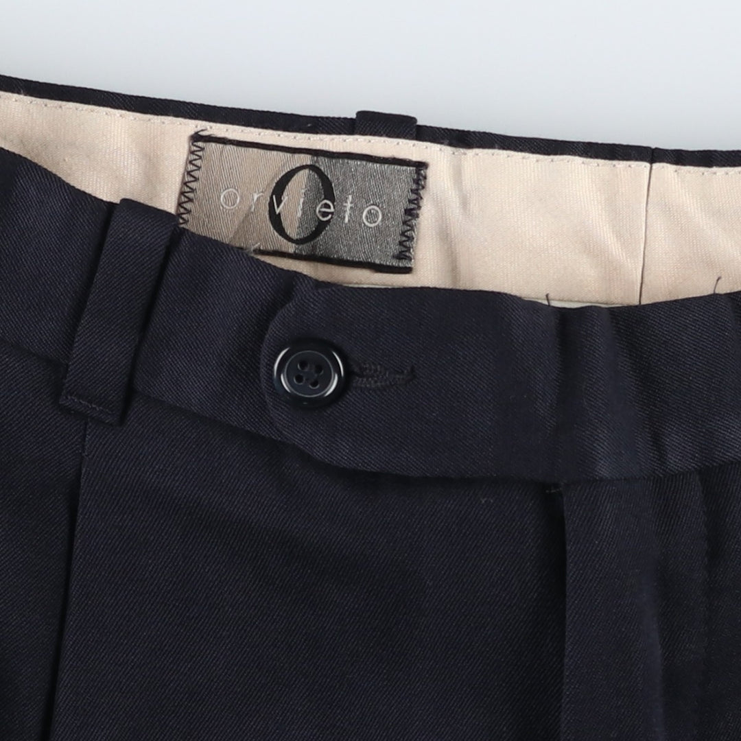 Orvieto two-pleat wool trousers/slacks, made in Canada, men's size W32 (approx.). wool navy blue type Vintage Second Hand