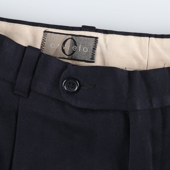 Orvieto two-pleat wool trousers/slacks, made in Canada, men's size W32 (approx.). wool navy blue type Vintage Second Hand