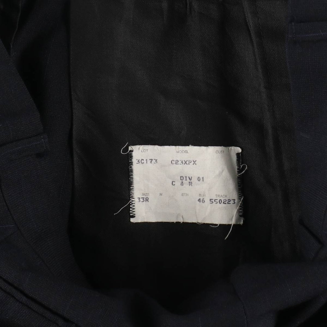 Stripe Pattern Two-pleat Slacks Pants Men's W31 unclear navy blue type Vintage Second Hand