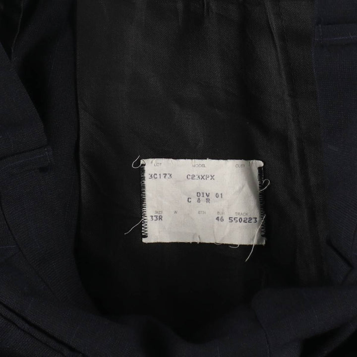 Stripe Pattern Two-pleat Slacks Pants Men's W31 unclear navy blue type Vintage Second Hand