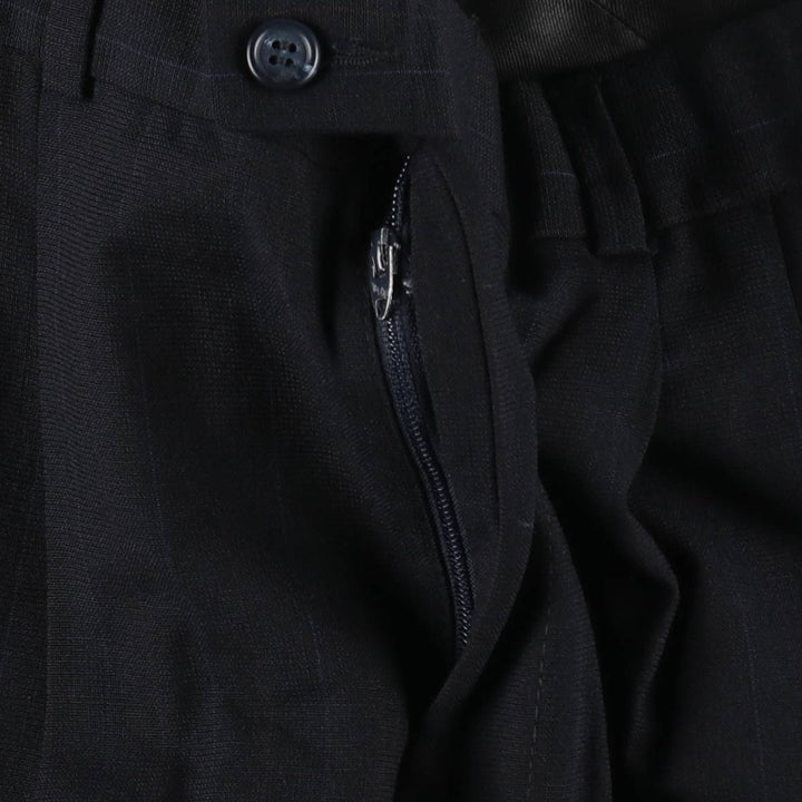 Stripe Pattern Two-pleat Slacks Pants Men's W31 unclear navy blue type Vintage Second Hand
