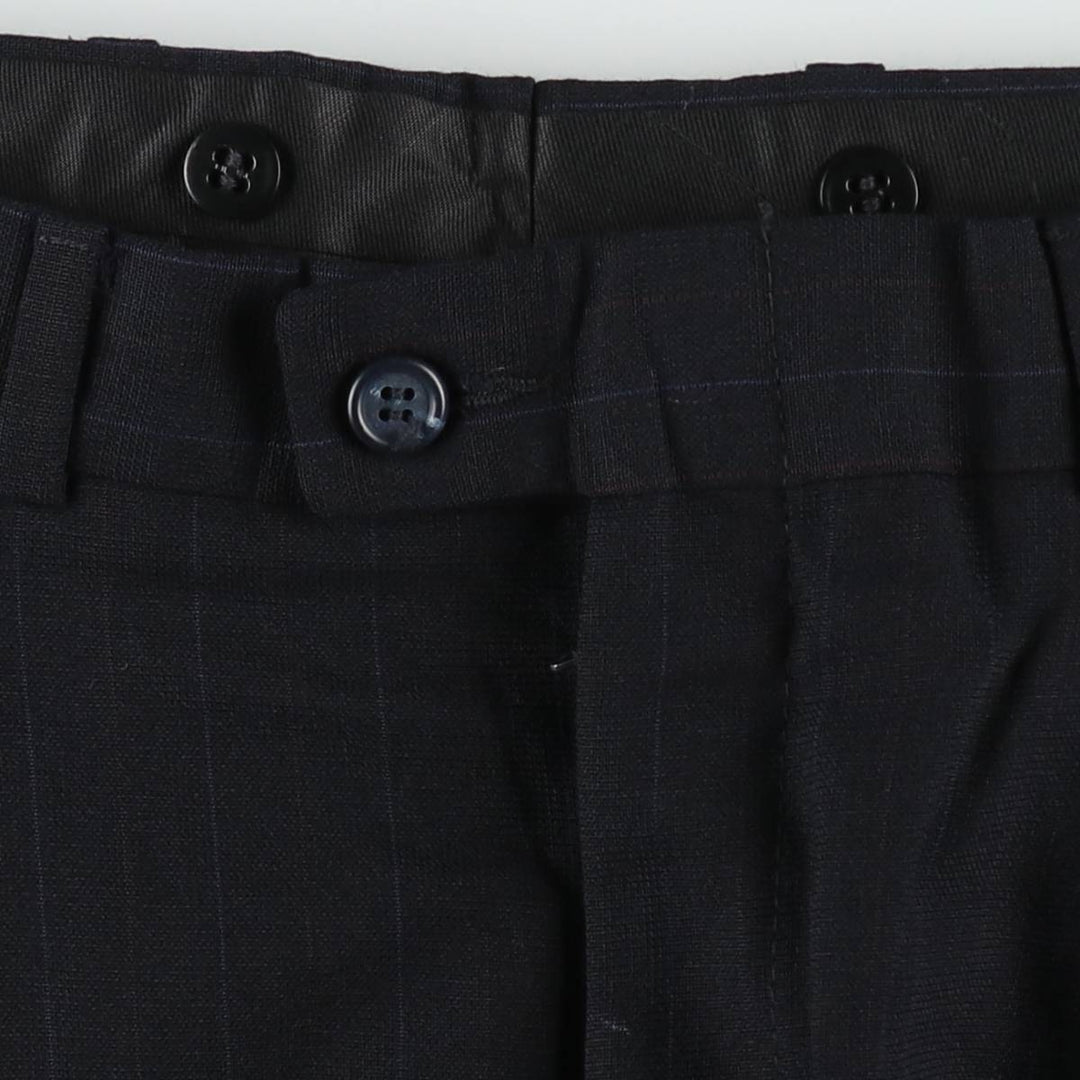 Stripe Pattern Two-pleat Slacks Pants Men's W31 unclear navy blue type Vintage Second Hand