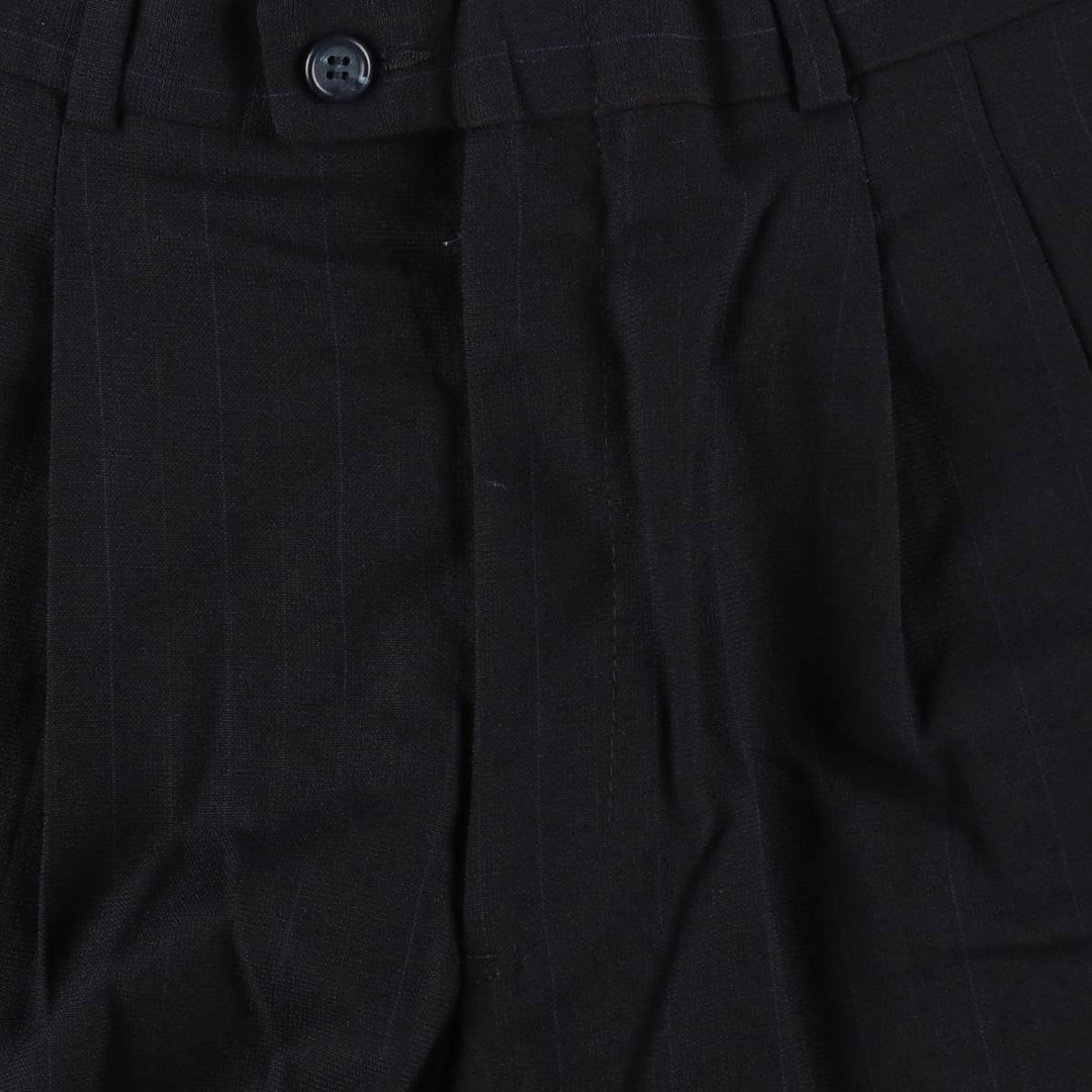 Stripe Pattern Two-pleat Slacks Pants Men's W31 unclear navy blue type Vintage Second Hand