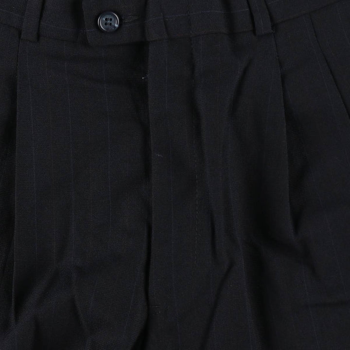 Stripe Pattern Two-pleat Slacks Pants Men's W31 unclear navy blue type Vintage Second Hand