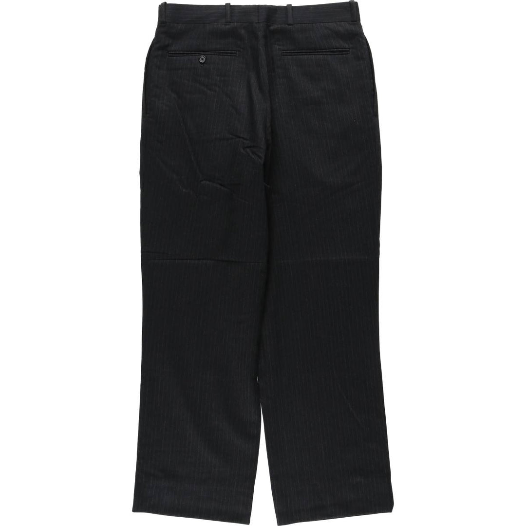 Striped Pattern Two-Pleat Wool Trousers, Men's Size W32 (approx.) wool Charcoal Vintage Second Hand