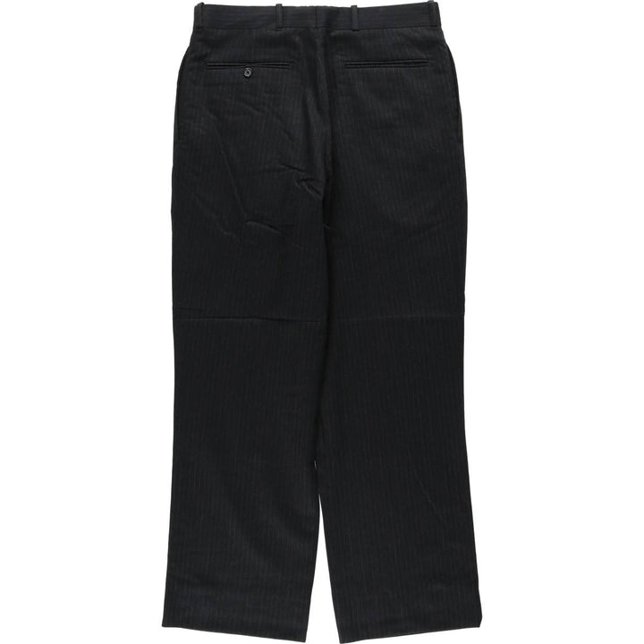 Striped Pattern Two-Pleat Wool Trousers, Men's Size W32 (approx.) wool Charcoal Vintage Second Hand