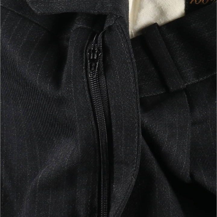 Striped Pattern Two-Pleat Wool Trousers, Men's Size W32 (approx.) wool Charcoal Vintage Second Hand