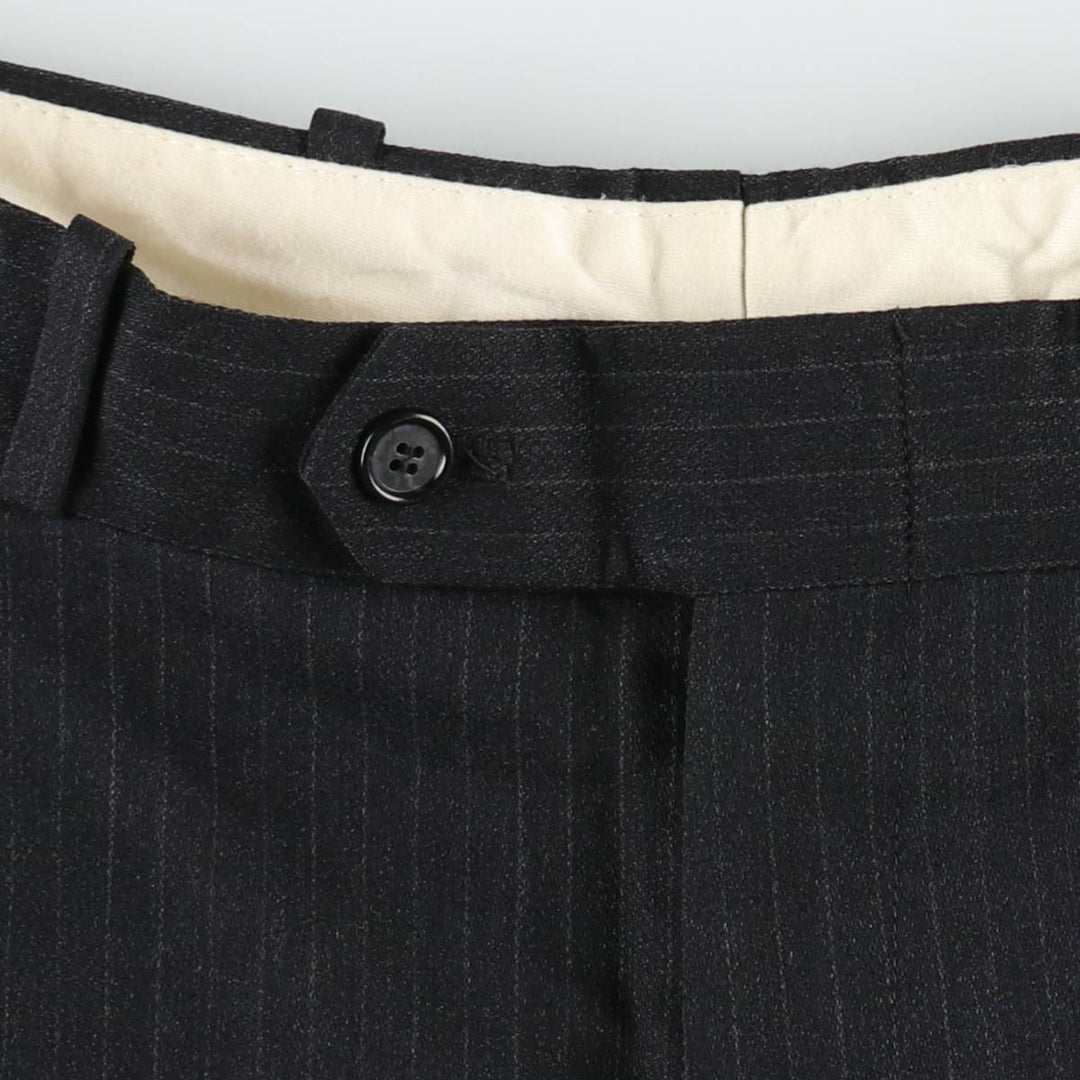 Striped Pattern Two-Pleat Wool Trousers, Men's Size W32 (approx.) wool Charcoal Vintage Second Hand