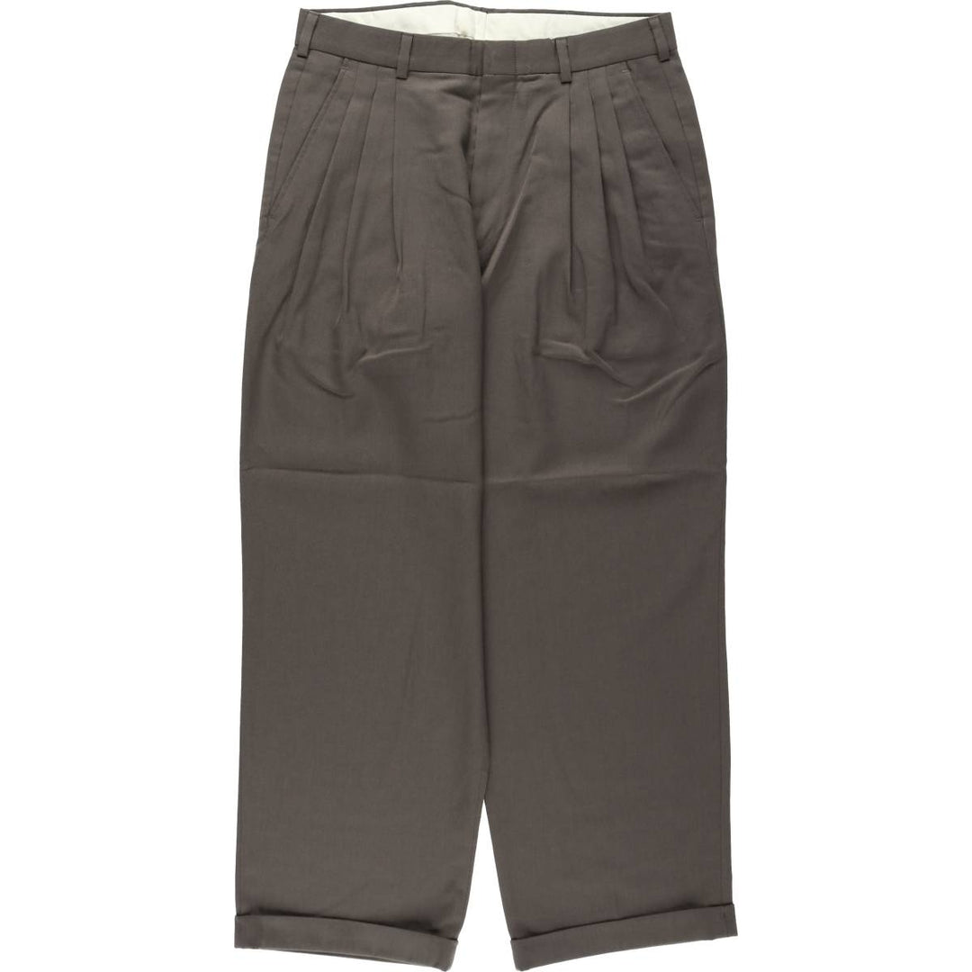 CITY STREETS Three-Pleat Slacks Pants, Men's W32 (approx.), Vintage polyester walnut Vintage Second Hand