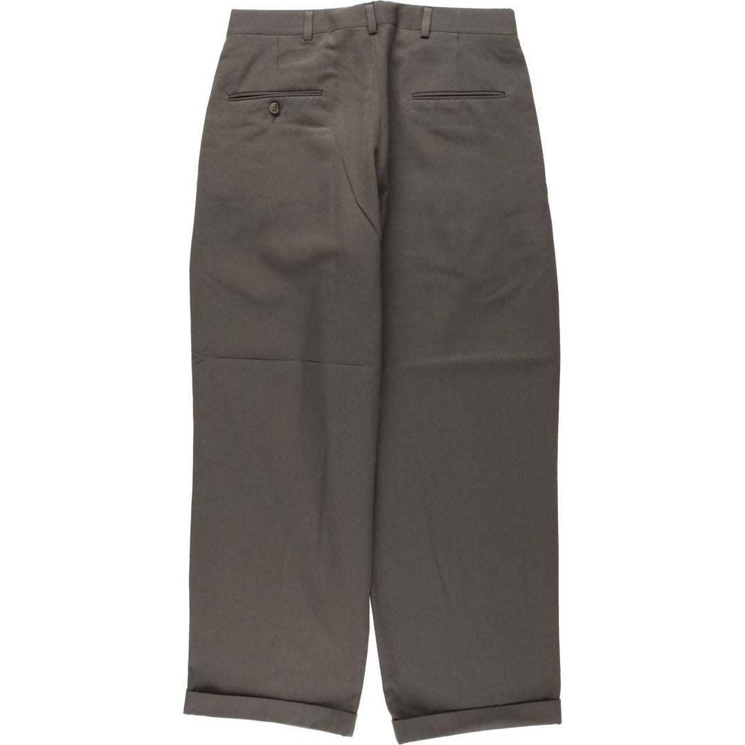 CITY STREETS Three-Pleat Slacks Pants, Men's W32 (approx.), Vintage polyester walnut Vintage Second Hand